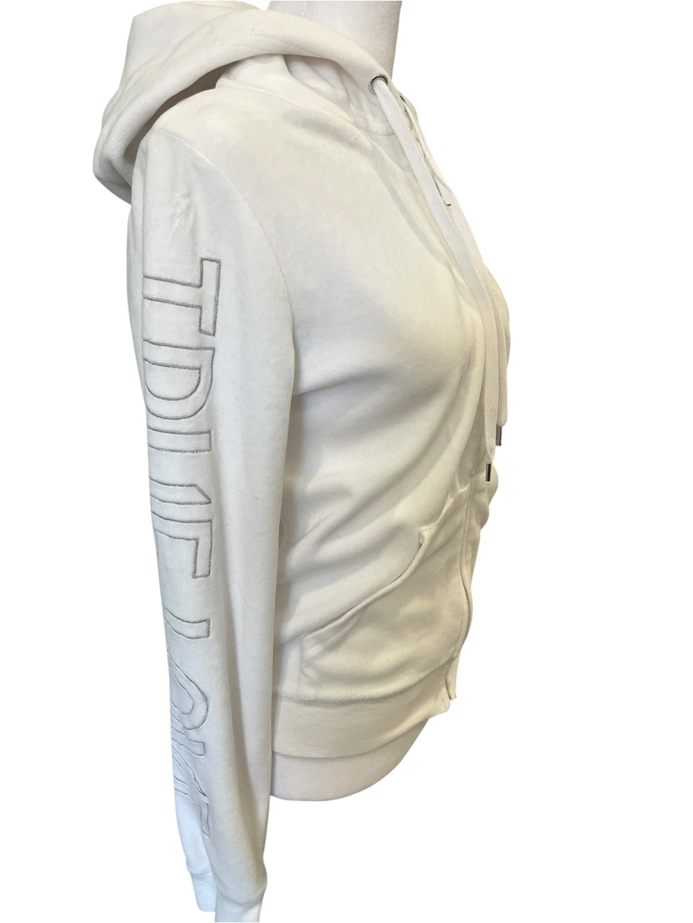 Disney Frozen Broadway Musical White Zip Velour Hoodie Crystals Size Medium - Picture 3 of 5
